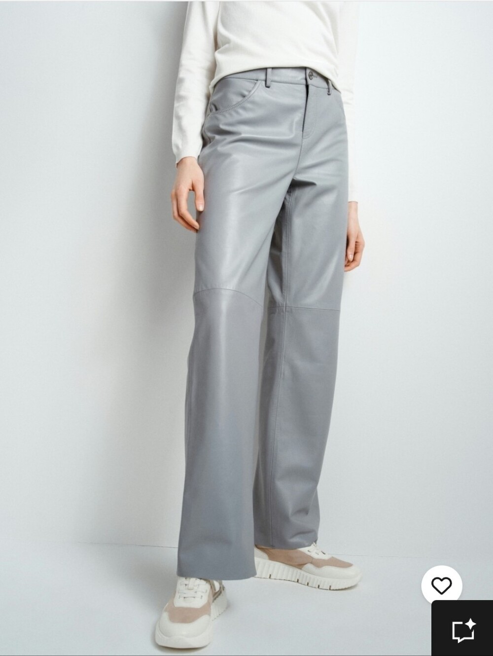 Leather Pants in Light Gray